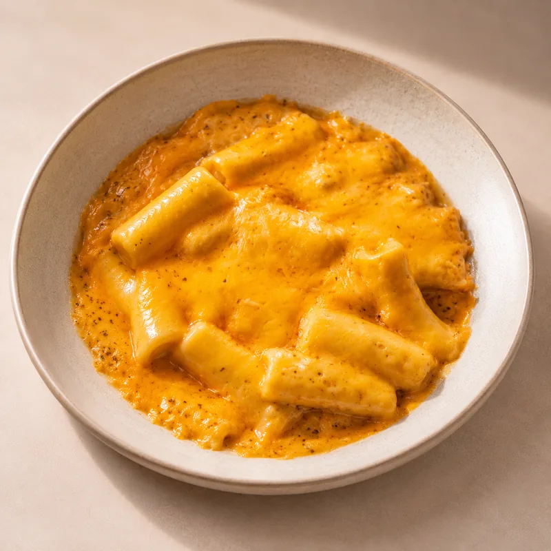 Ригатони с курицей и чеддером